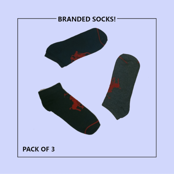 P-O-L-O Export-Leftover Branded Ankle Moza Socks (PACK OF 3) - Image 3