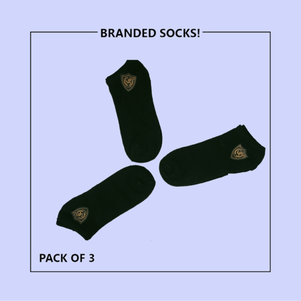 L-P Black Branded Ankle Moza Socks (PACK OF 3)