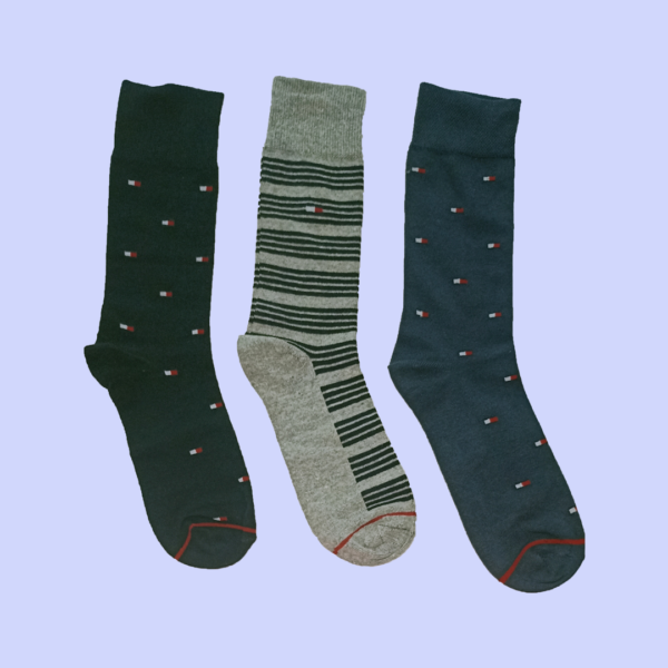 Versatile T-o-m-m-y H-i-l-f-i-g-e-r Export-Leftover Pack of 3 Socks Set