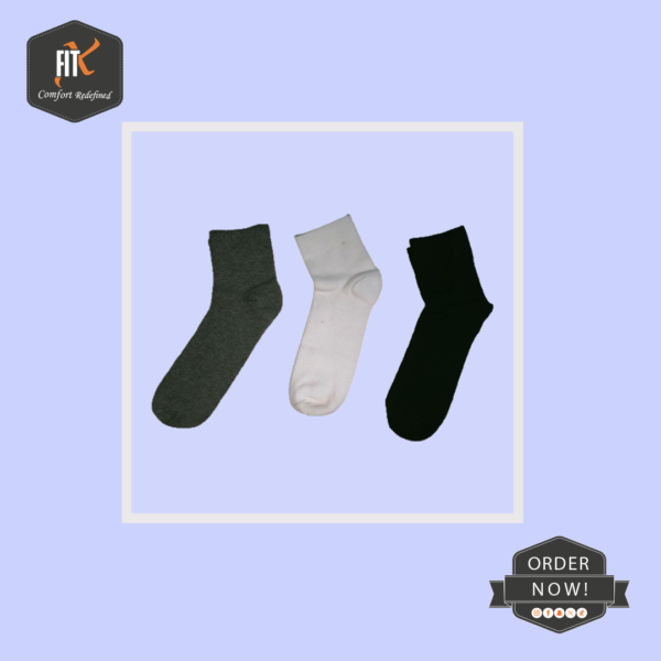 Fitx White-Black-Gray Ankle Moza Socks (PACK OF 3)