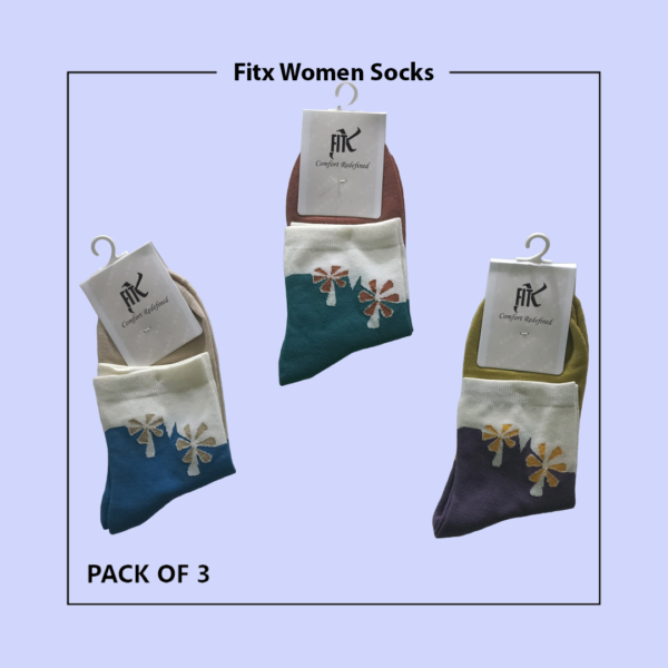 Fitx Stylish Cozy Floral Women's Winter Sock  (PACK OF 3)